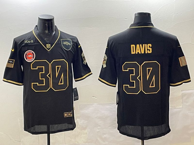Men Denver Broncos 30 Davis Black Gold 2025 Nike Limited NFL Jersey style 2